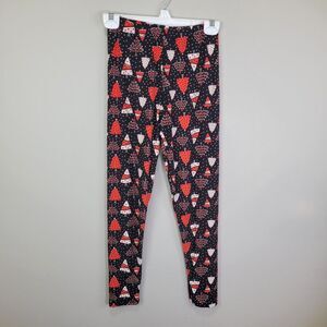 Pink and Red Christmas Tree Print Polyester Spandex Ankle Leggings One Size Fits